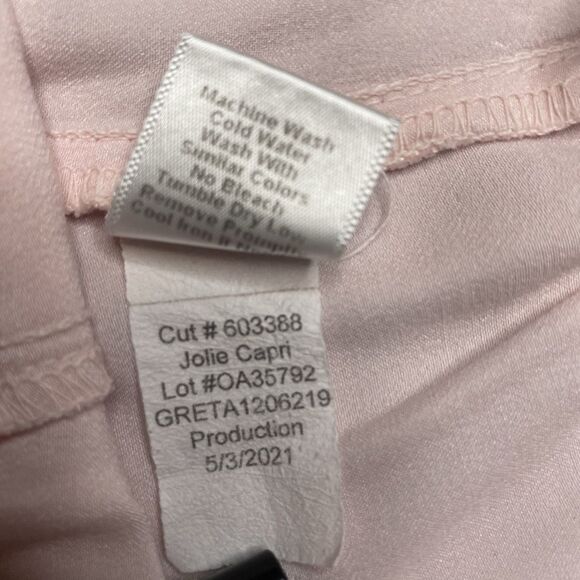 PJ Harlow Jolie Satin Lounge Pants Wide Leg Drawstring Size XS Lt Pink Blush - Picture 11 of 12